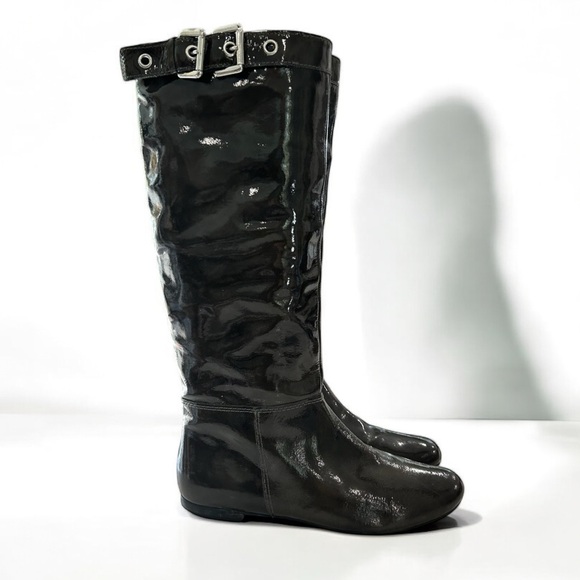 Vintage Patent Leather Flat Heel Go-Go Boots + Bonus Belt - Picture 2 of 16